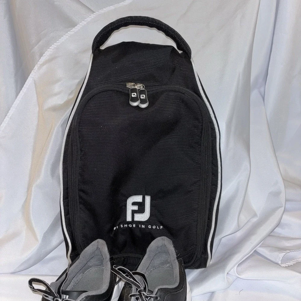 FootJoy FlexZone Mens Black White Spikeless Golf Shoes 56816 Size‎ 9.5 With Bag